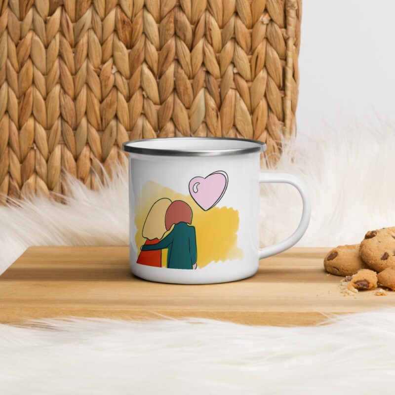 Mug émaillé vintage couple. Collection DENADDA