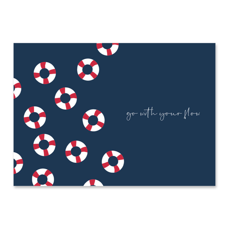 Affiche minimaliste "Go with your flow" DENADDA Affiche minimaliste, un dessin avec des bouées et une citation go with your flow, une illustration minimaliste de DENADDA