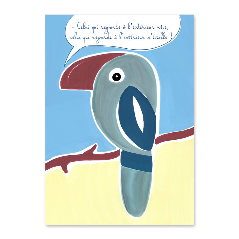 Affiche toucan citation du "Dr Jung" DENADDA Affiche toucan, dessin d'un toucan avec une citation de Carl Gustav Jung, une illustration minimaliste de DENADDA