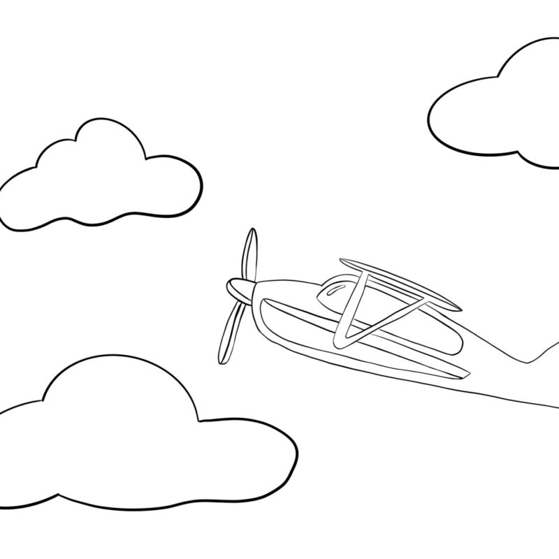 Livre de coloriage - Au sommet Coloriage petit avion pour enfant avec nuage extrait du livre de coloriage Au sommet de DENADDA