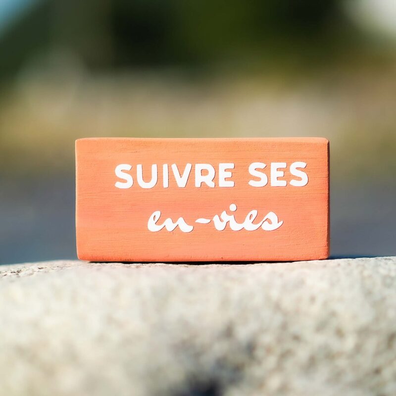 Pancarte bois - Mémo - Suivre ses en-vies Pancarte bois déco intérieure, couleur orange avec texte suivre ses en-vies. Fabrication artisanale de DENADDA