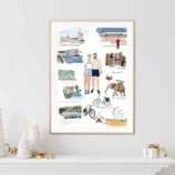 Affiche couple personnalisé avec cadre. Dessin d'un couple qui retrace leur date de rencontre et leur histoire d'amour.