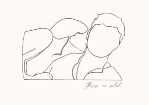 Dessin minimaliste couple. Denadda.