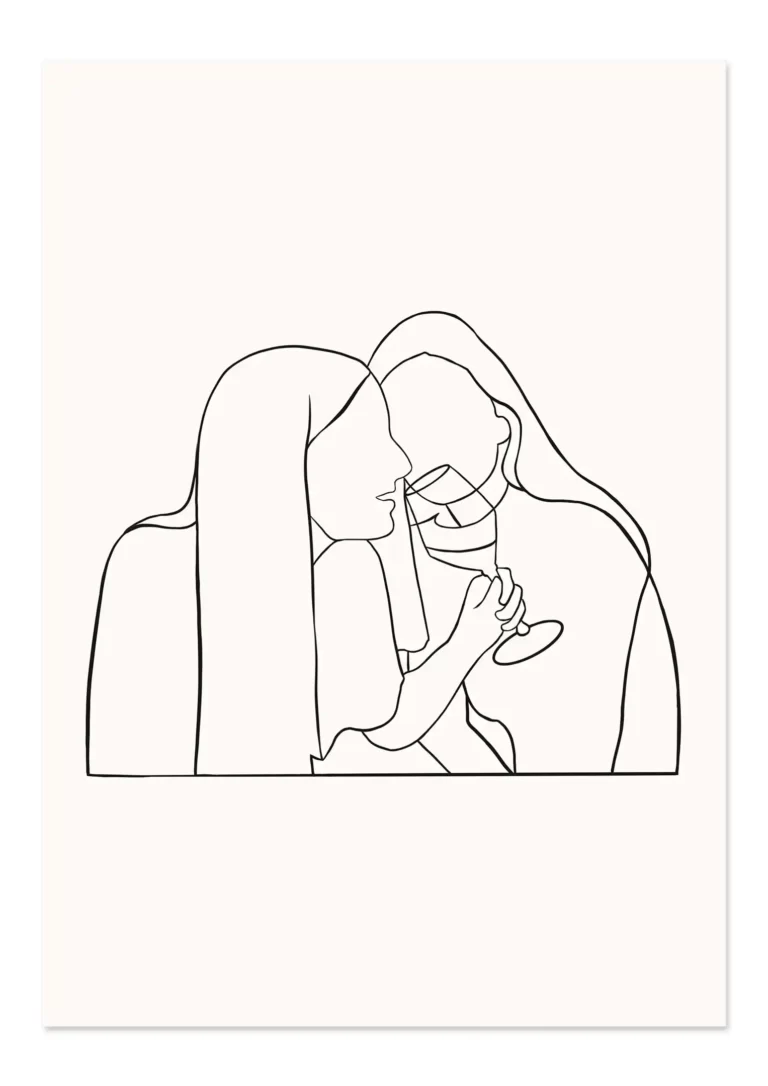 Dessin minimaliste femme. Une illustration réalisé au trait. Du minimalisme avec ce portrait dessiné par Denadda.