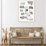 Poster personnalisé couple. Portrait personnalisé couple avec plusieurs dessins qui racontent leur histoire.