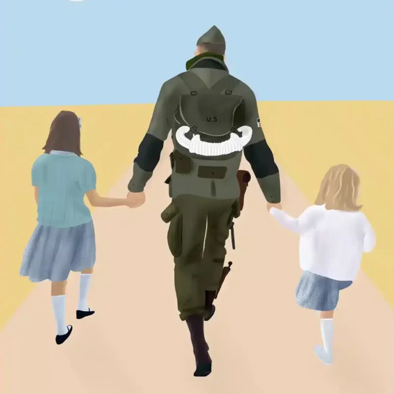 Portrait famille personnalisé de dos Dessin famille 3 personnes de dos. Un portrait personnalisé illustré de dos à partir d'une photo. Cadeau original fête des pères. DENADDA.